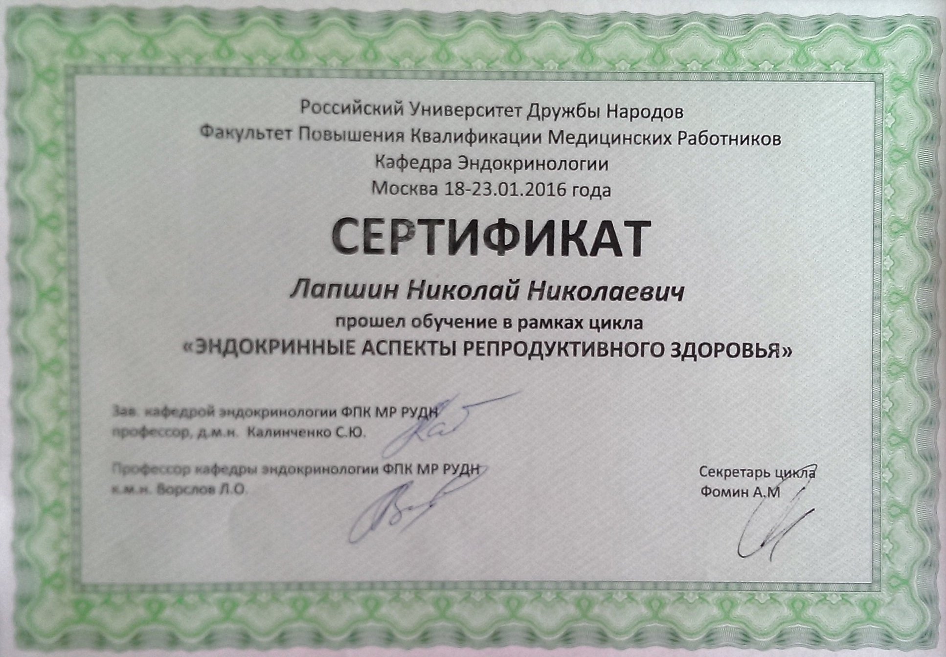 Диплом / сертификат